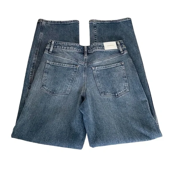 Express Relaxed Straight Leg Low Rise Distress Ripped Blue Jeans Women’s size 2R - Picture 5 of 13